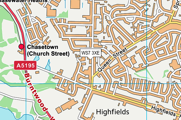 Chasetown Leisure Centre (Closed) map (WS7 3XE) - OS VectorMap District (Ordnance Survey)