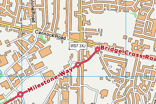 WS7 3XJ map - OS VectorMap District (Ordnance Survey)