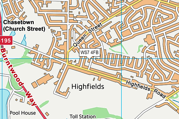 WS7 4FB map - OS VectorMap District (Ordnance Survey)