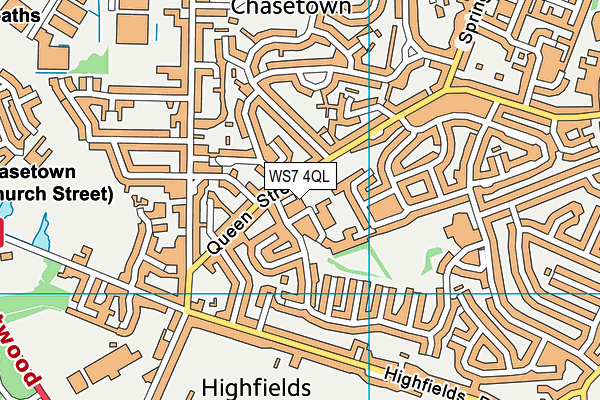 WS7 4QL map - OS VectorMap District (Ordnance Survey)