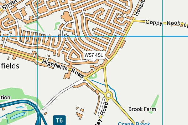 WS7 4SL map - OS VectorMap District (Ordnance Survey)