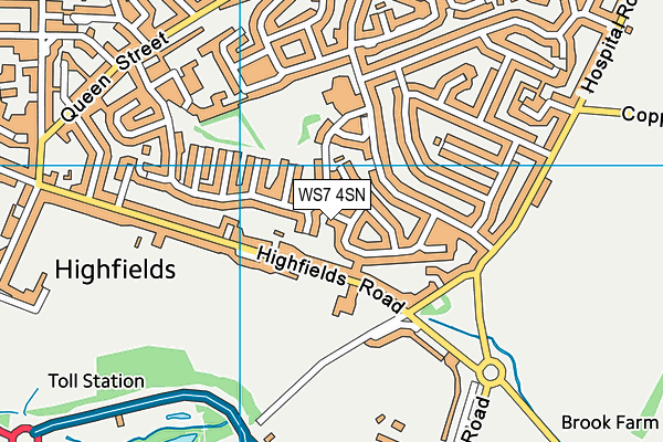 WS7 4SN map - OS VectorMap District (Ordnance Survey)