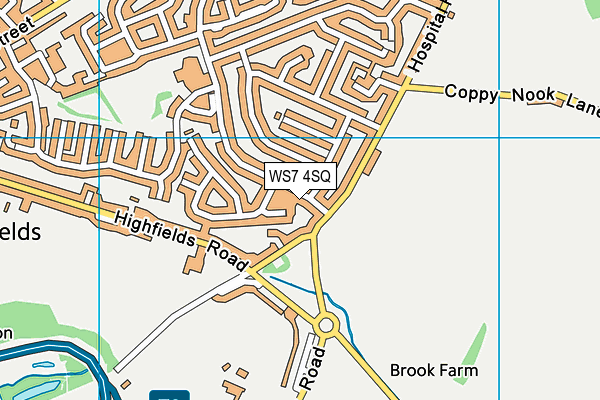 WS7 4SQ map - OS VectorMap District (Ordnance Survey)