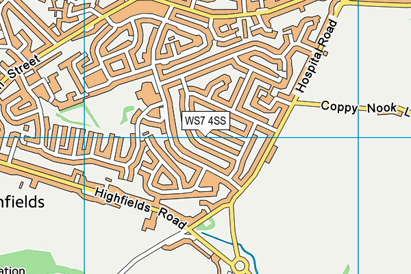 WS7 4SS map - OS VectorMap District (Ordnance Survey)