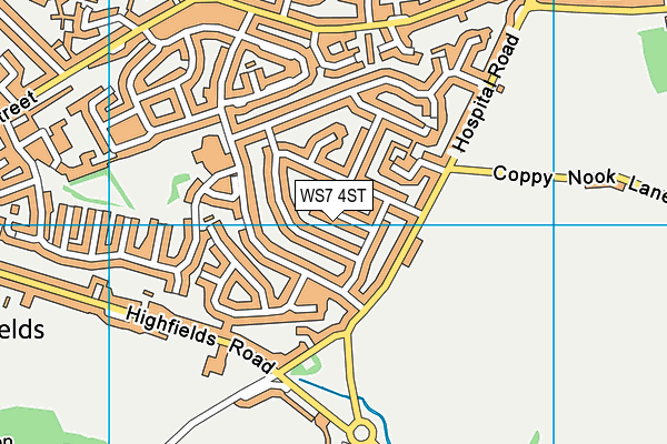 WS7 4ST map - OS VectorMap District (Ordnance Survey)
