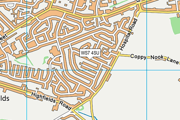 WS7 4SU map - OS VectorMap District (Ordnance Survey)