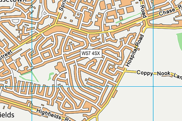 WS7 4SX map - OS VectorMap District (Ordnance Survey)