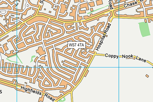 WS7 4TA map - OS VectorMap District (Ordnance Survey)