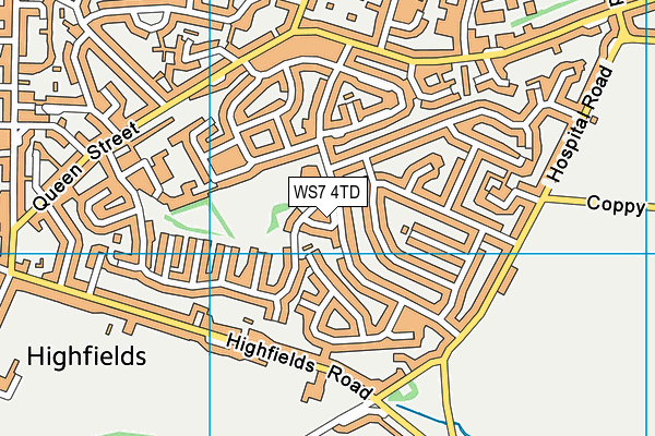 WS7 4TD map - OS VectorMap District (Ordnance Survey)