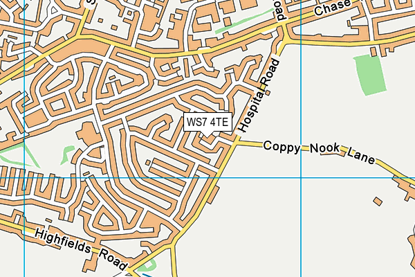 WS7 4TE map - OS VectorMap District (Ordnance Survey)