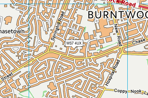 WS7 4UX map - OS VectorMap District (Ordnance Survey)