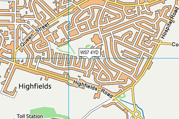 WS7 4YD map - OS VectorMap District (Ordnance Survey)