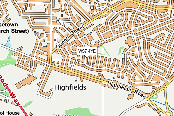 WS7 4YE map - OS VectorMap District (Ordnance Survey)