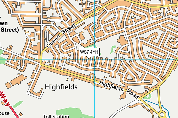 WS7 4YH map - OS VectorMap District (Ordnance Survey)