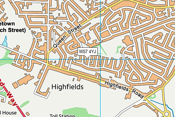 WS7 4YJ map - OS VectorMap District (Ordnance Survey)
