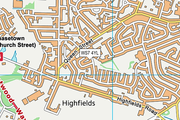 WS7 4YL map - OS VectorMap District (Ordnance Survey)