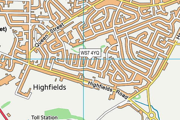 WS7 4YQ map - OS VectorMap District (Ordnance Survey)