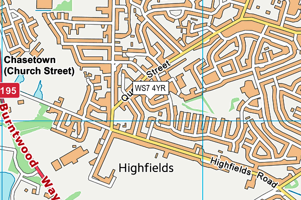 WS7 4YR map - OS VectorMap District (Ordnance Survey)