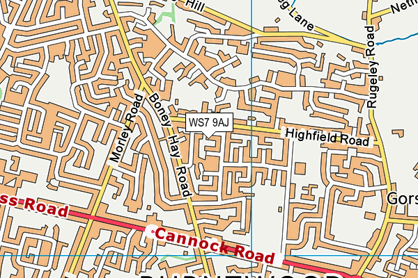 WS7 9AJ map - OS VectorMap District (Ordnance Survey)
