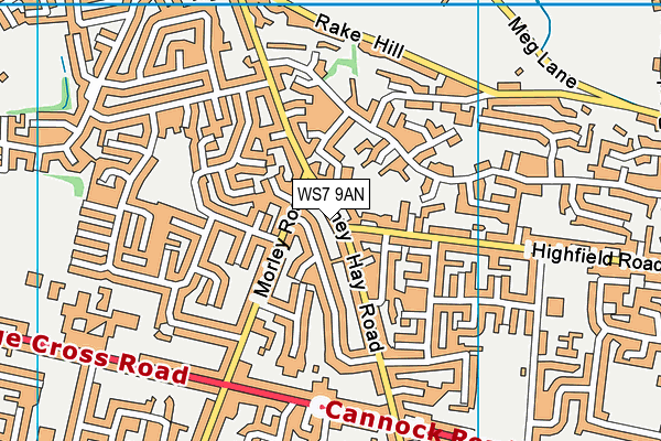 WS7 9AN map - OS VectorMap District (Ordnance Survey)