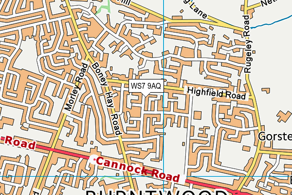 WS7 9AQ map - OS VectorMap District (Ordnance Survey)
