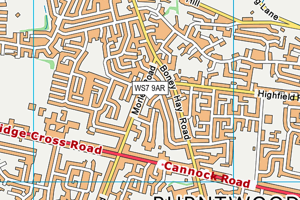 WS7 9AR map - OS VectorMap District (Ordnance Survey)