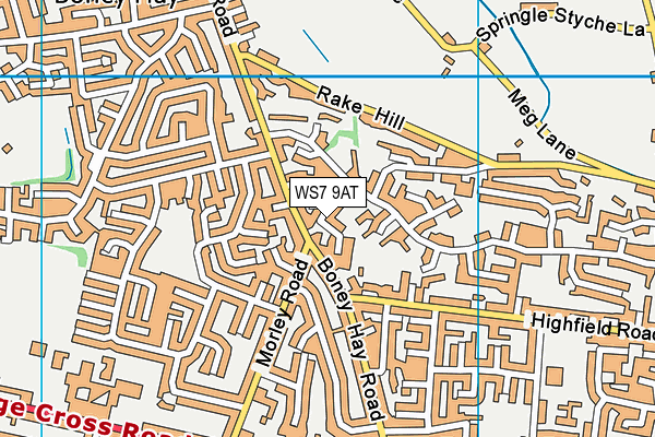 WS7 9AT map - OS VectorMap District (Ordnance Survey)
