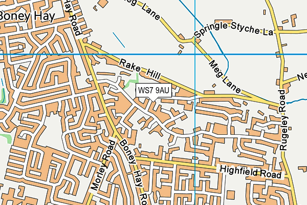 WS7 9AU map - OS VectorMap District (Ordnance Survey)