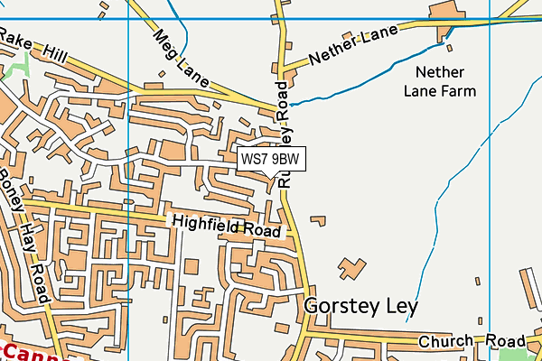 WS7 9BW map - OS VectorMap District (Ordnance Survey)