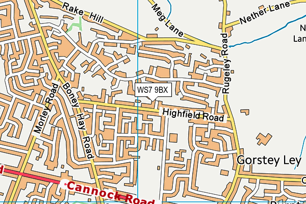 WS7 9BX map - OS VectorMap District (Ordnance Survey)
