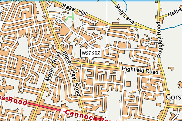 WS7 9BZ map - OS VectorMap District (Ordnance Survey)