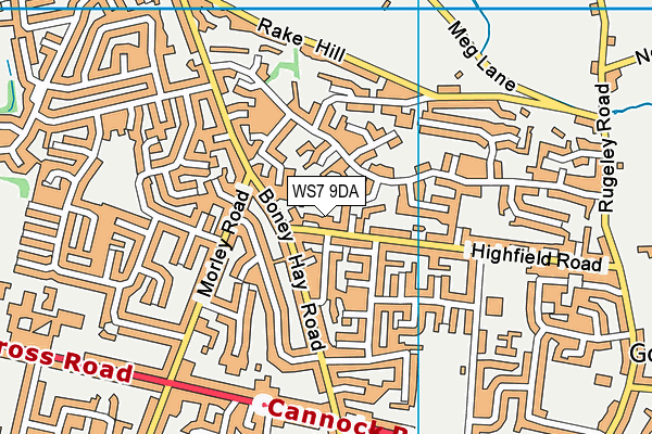WS7 9DA map - OS VectorMap District (Ordnance Survey)