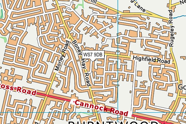WS7 9DB map - OS VectorMap District (Ordnance Survey)