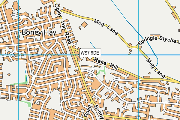 WS7 9DE map - OS VectorMap District (Ordnance Survey)