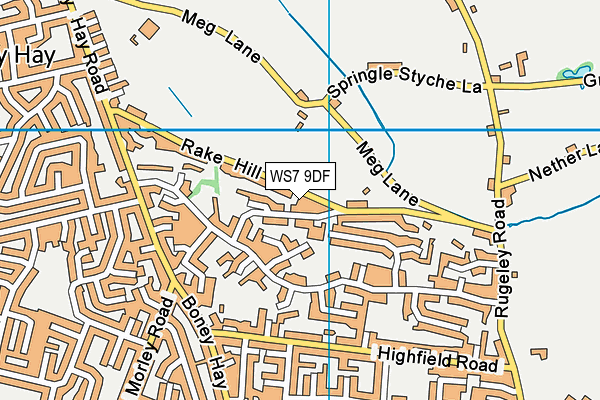 WS7 9DF map - OS VectorMap District (Ordnance Survey)