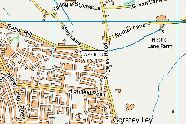 WS7 9DG map - OS VectorMap District (Ordnance Survey)
