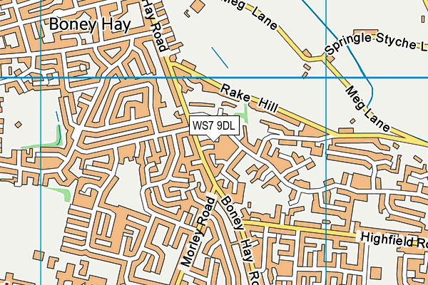 WS7 9DL map - OS VectorMap District (Ordnance Survey)
