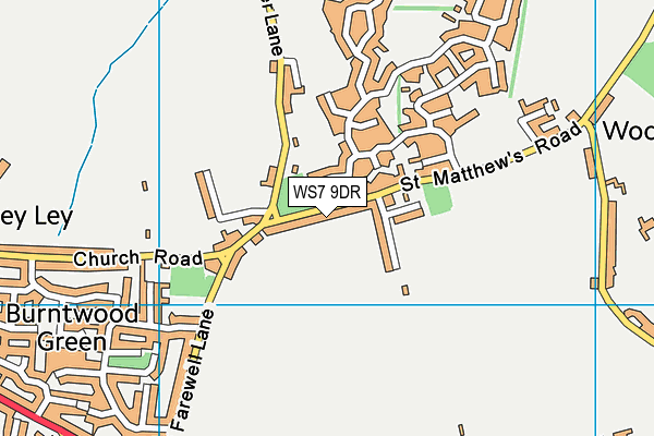 WS7 9DR map - OS VectorMap District (Ordnance Survey)