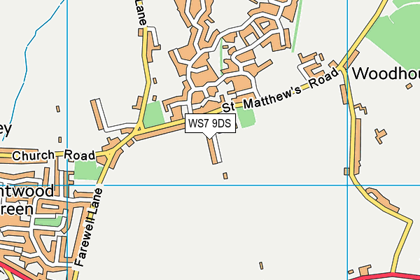 WS7 9DS map - OS VectorMap District (Ordnance Survey)