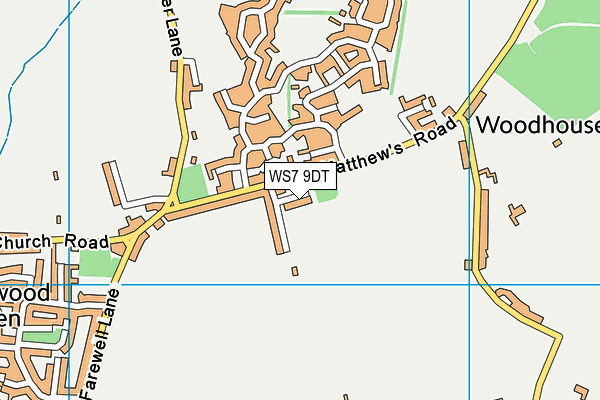 WS7 9DT map - OS VectorMap District (Ordnance Survey)