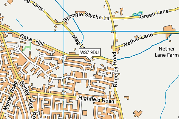 WS7 9DU map - OS VectorMap District (Ordnance Survey)