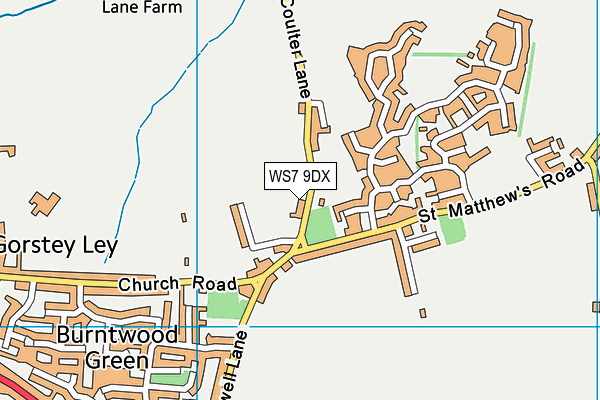 WS7 9DX map - OS VectorMap District (Ordnance Survey)
