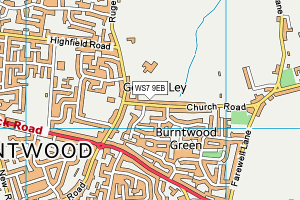 WS7 9EB map - OS VectorMap District (Ordnance Survey)
