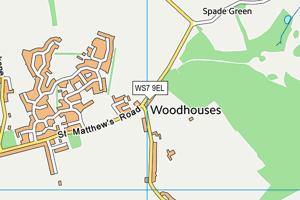 WS7 9EL map - OS VectorMap District (Ordnance Survey)