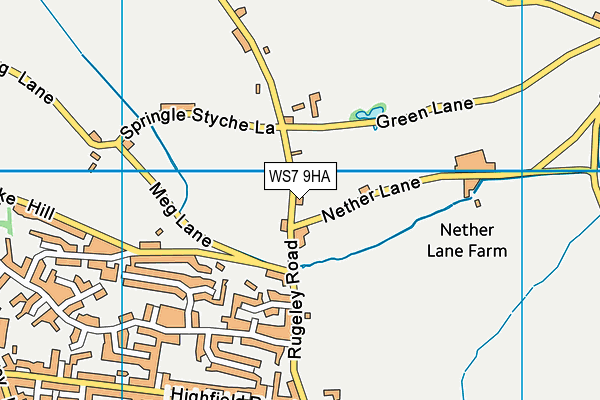 WS7 9HA map - OS VectorMap District (Ordnance Survey)