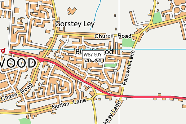 WS7 9JY map - OS VectorMap District (Ordnance Survey)