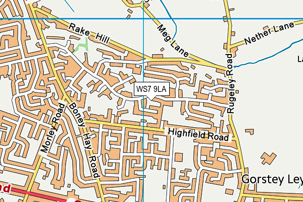 WS7 9LA map - OS VectorMap District (Ordnance Survey)