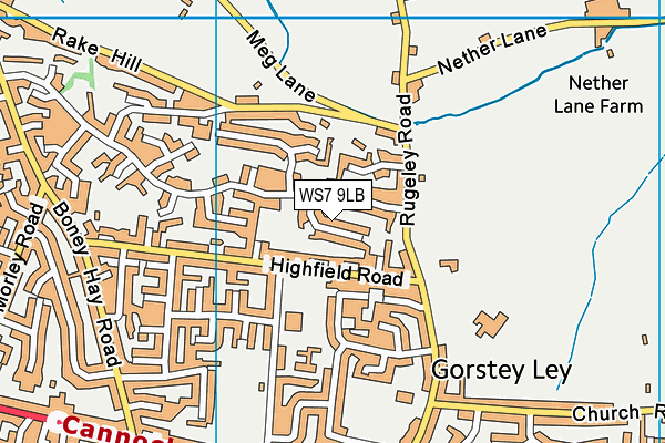 WS7 9LB map - OS VectorMap District (Ordnance Survey)