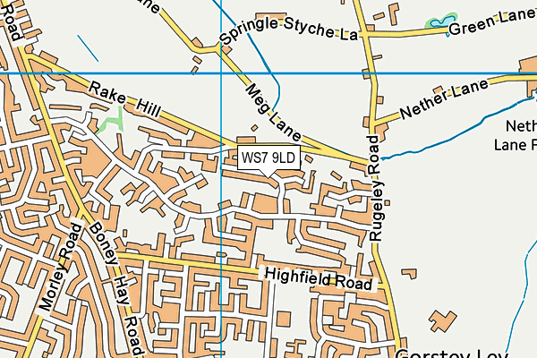 WS7 9LD map - OS VectorMap District (Ordnance Survey)