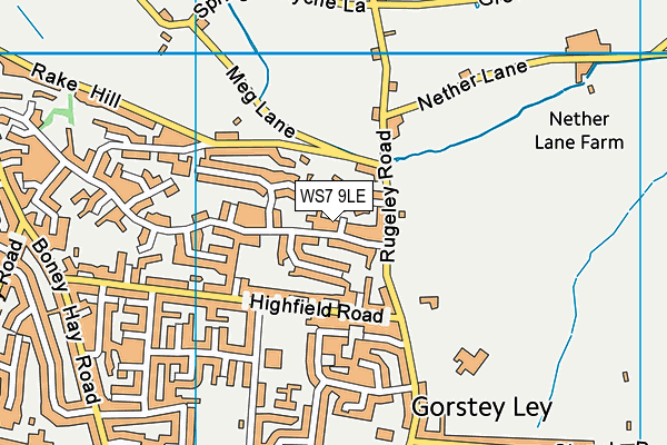 WS7 9LE map - OS VectorMap District (Ordnance Survey)